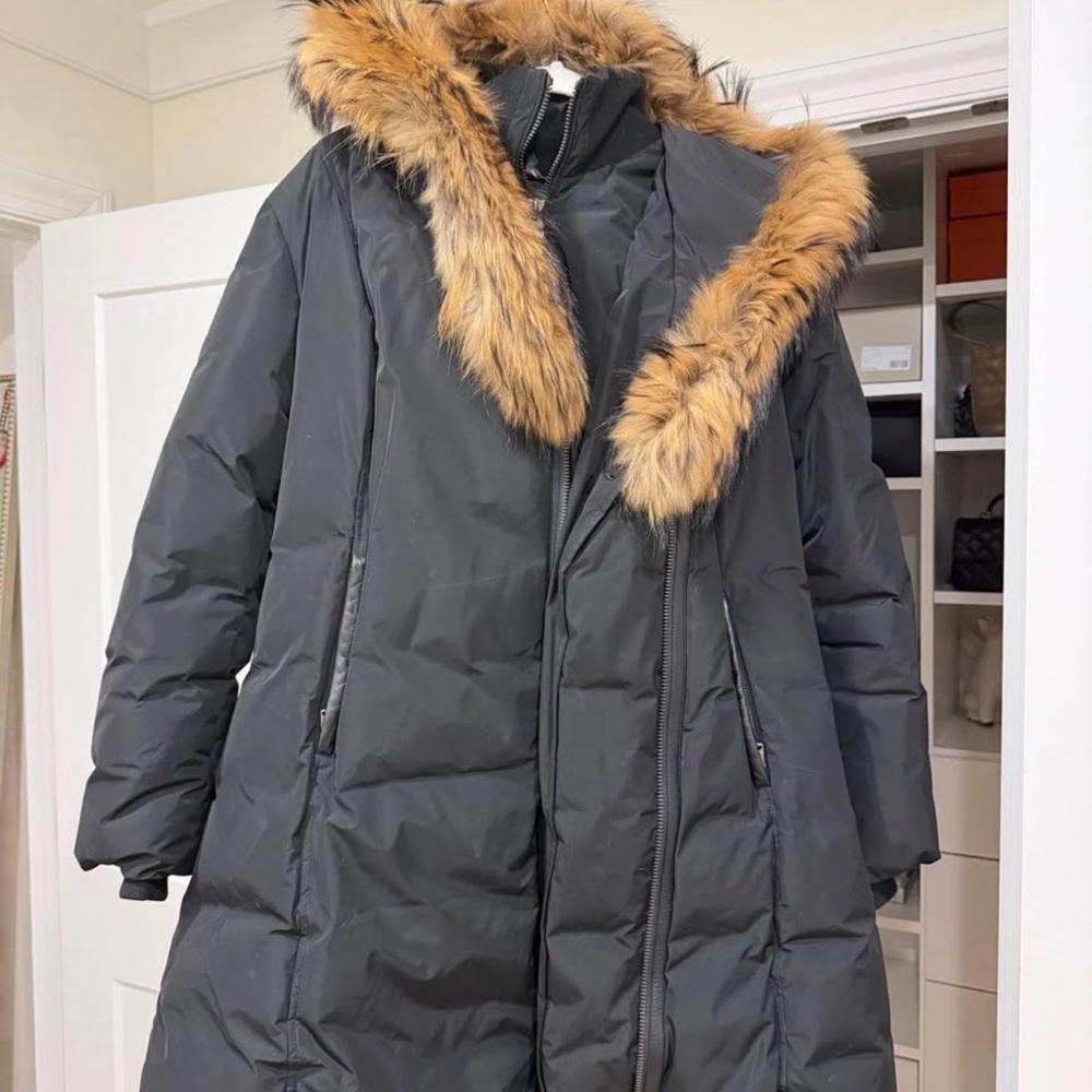 Mackage long coat with fur trim